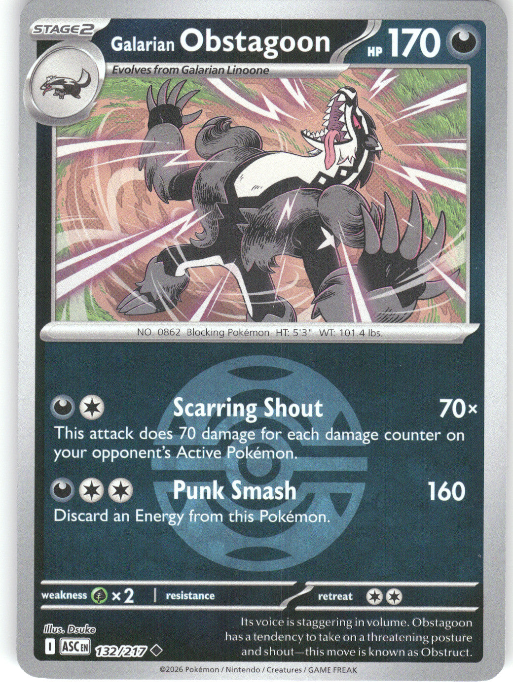 Galarian Obstagoon - 132/217 (Dusk Ball)